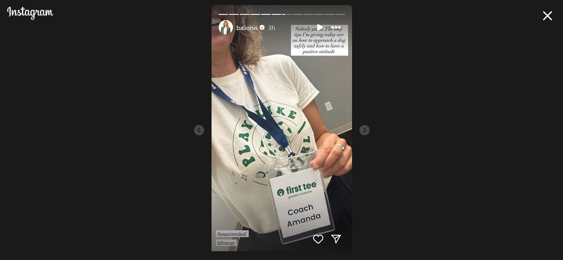 Amanda Balionis showing her new coach's ID (Image Credit: Instagram @balionis)